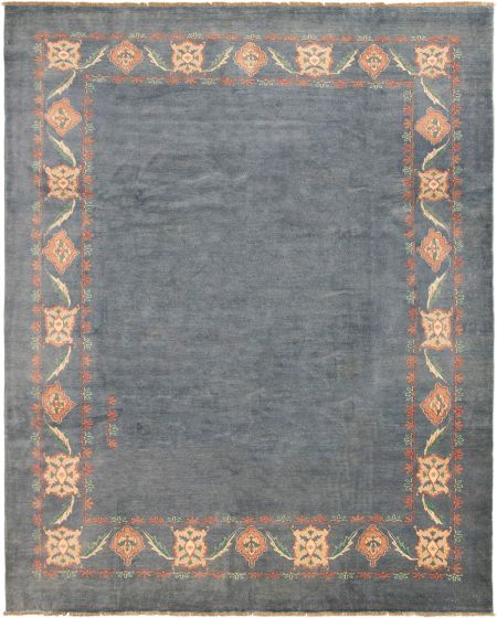 Bordered  Transitional Grey Area rug 6x9 Afghan Hand-knotted 294127