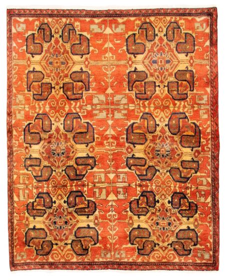 Bordered  Tribal Brown Area rug 4x6 Turkish Hand-knotted 351782