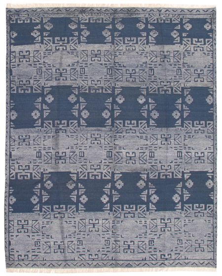 Carved  Transitional Blue Area rug 6x9 Indian Hand-knotted 362747
