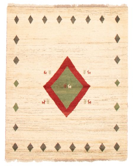 Gabbeh  Tribal Ivory Area rug 4x6 Indian Hand-knotted 368930