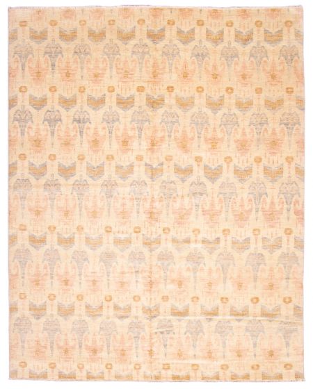 Transitional Ivory Area rug 12x15 Indian Hand-knotted 373943