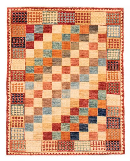 Bordered  Transitional Multi Area rug 4x6 Pakistani Hand-knotted 379495