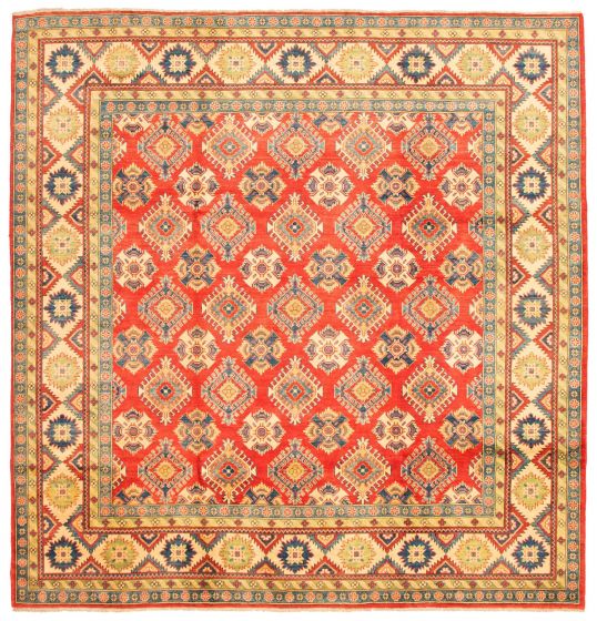 Bordered  Traditional Red Area rug Square Afghan Hand-knotted 348318