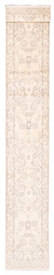Bordered  Traditional Ivory Runner rug 16-ft-runner Indian Hand-knotted 377750