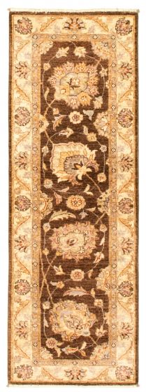 Bordered  Traditional Brown Runner rug 6-ft-runner Afghan Hand-knotted 346822