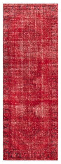 Overdyed  Transitional Red Runner rug 9-ft-runner Turkish Hand-knotted 374728