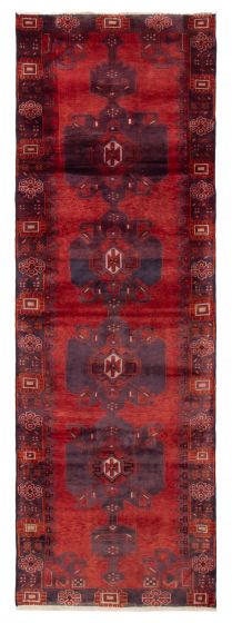 Bordered  Vintage Red Runner rug 10-ft-runner Turkish Hand-knotted 390840