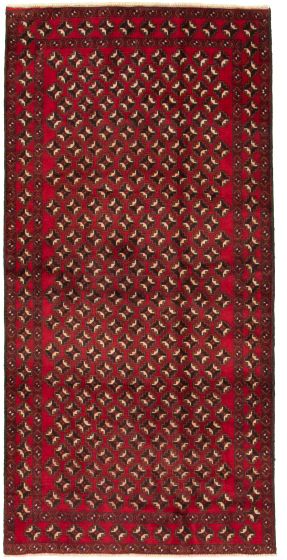Bordered  Tribal Red Runner rug 8-ft-runner Afghan Hand-knotted 326307
