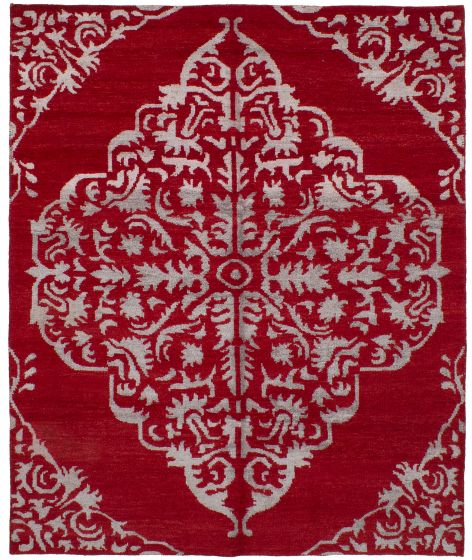 Southwestern  Transitional Red Area rug 6x9 Indian Hand-knotted 261932