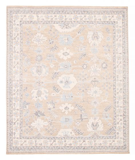 Bordered  Transitional Green Area rug 6x9 Pakistani Hand-knotted 381790