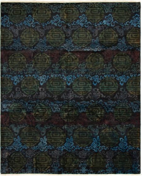 Casual  Transitional Black Area rug 6x9 Indian Hand-knotted 292776