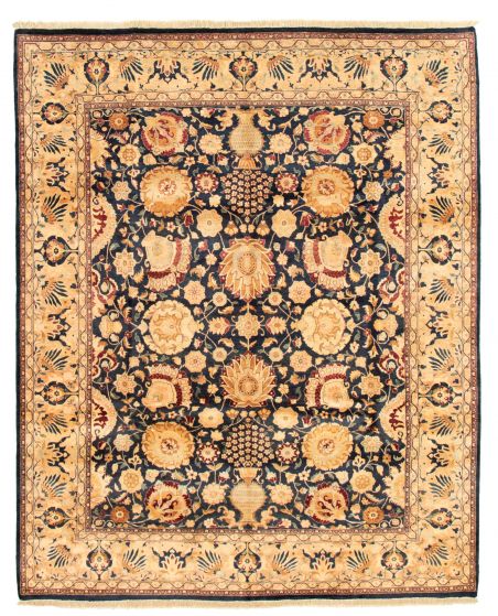 Bordered  Traditional Blue Area rug 6x9 Pakistani Hand-knotted 336476