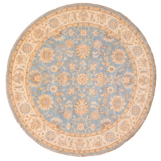 Bordered  Traditional Blue Area rug Round Pakistani Hand-knotted 374735