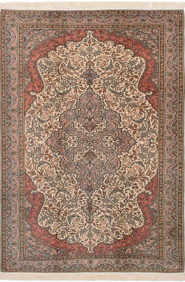 Traditional Ivory Area rug 6x9 Turkish Hand-knotted 244904