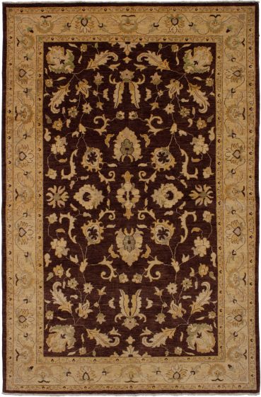 Bordered  Traditional Brown Area rug 5x8 Afghan Hand-knotted 268357