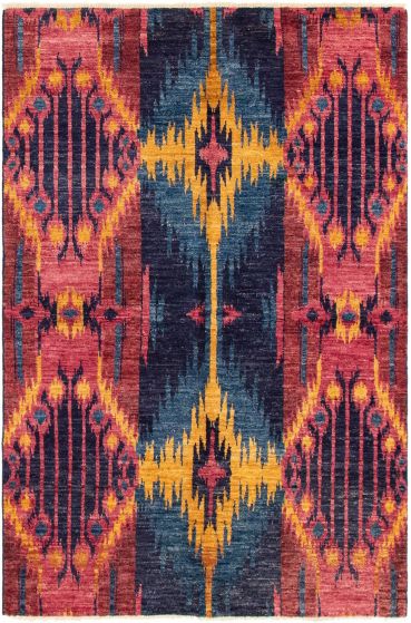 Casual  Contemporary Red Area rug 5x8 Indian Hand-knotted 294352