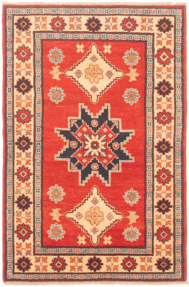Bordered  Traditional Red Area rug 3x5 Afghan Hand-knotted 304698