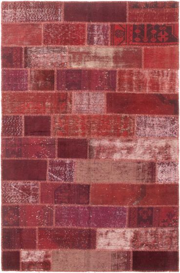 Casual  Transitional Red Area rug 5x8 Turkish Hand-knotted 307317
