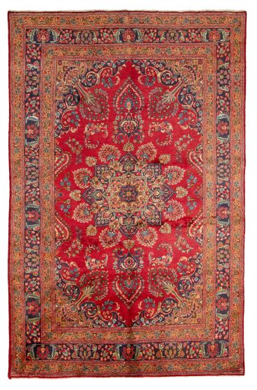 Bordered  Vintage Red Area rug 6x9 Persian Hand-knotted 308597