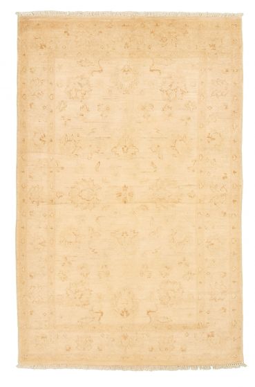 Bordered  Traditional Ivory Area rug 4x6 Afghan Hand-knotted 331418