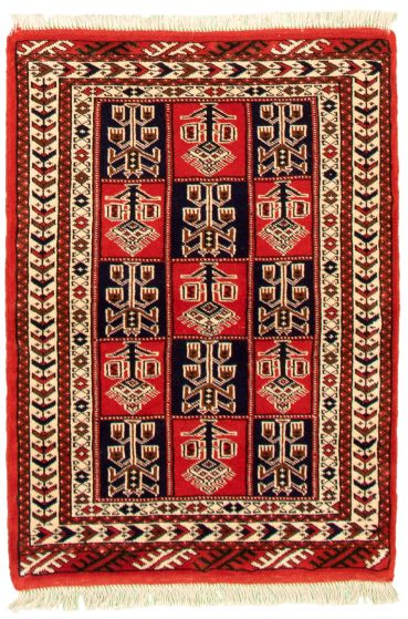 Bordered  Tribal Red Area rug 3x5 Turkmenistan Hand-knotted 332270