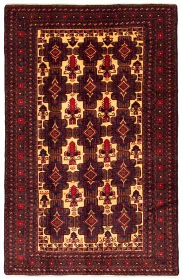 Bordered  Tribal Ivory Area rug 6x9 Afghan Hand-knotted 342390