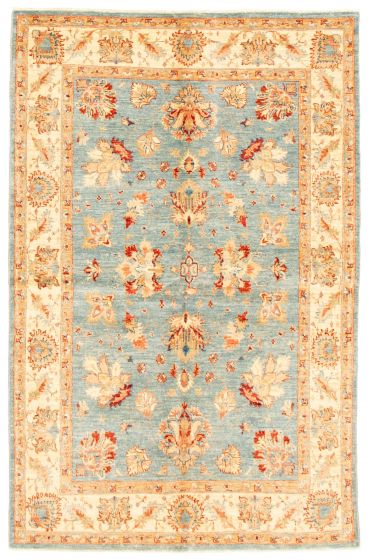 Bordered  Traditional Blue Area rug 5x8 Afghan Hand-knotted 346668