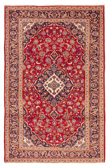 Bordered  Traditional Red Area rug 5x8 Persian Hand-knotted 373706