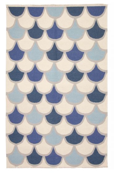 Flat-weaves & Kilims  Transitional Ivory Area rug 5x8 Turkish Flat-Weave 376261