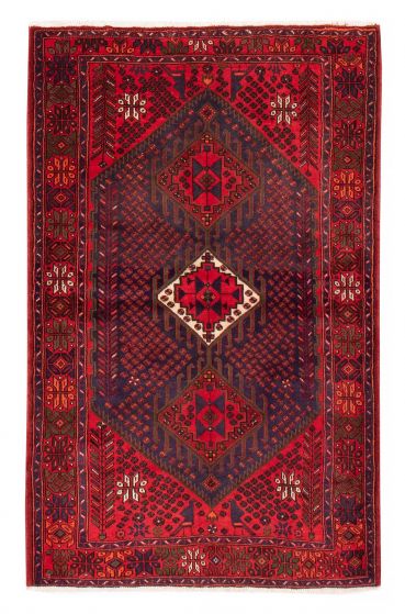 Bordered  Tribal Blue Area rug 4x6 Turkish Hand-knotted 380110