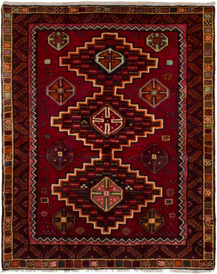Bordered  Persian Red Area rug 4x6 Persian Hand-knotted 264763
