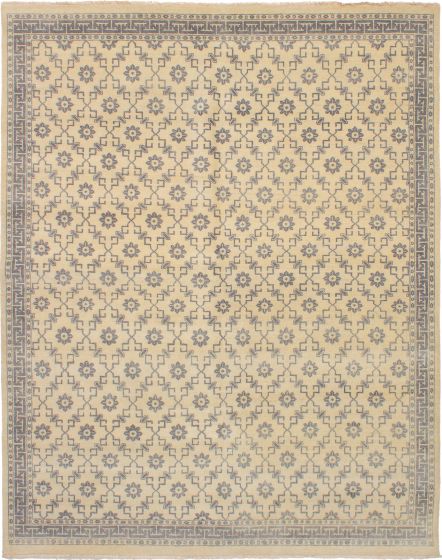 Bohemian  Traditional Ivory Area rug 6x9 Indian Hand-knotted 271598