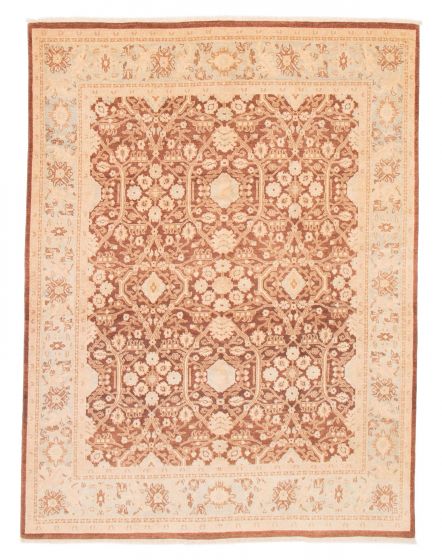 Bordered  Traditional Brown Area rug 6x9 Pakistani Hand-knotted 379323