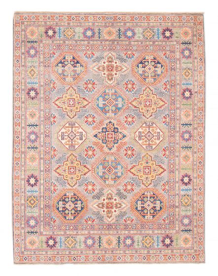 Bordered  Geometric Grey Area rug 4x6 Afghan Hand-knotted 382069