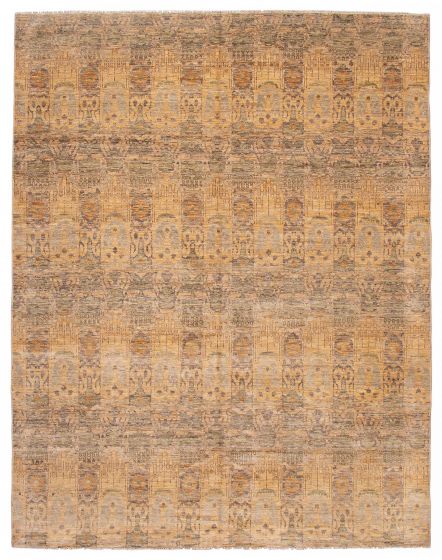 Transitional Yellow Area rug 9x12 Indian Hand-knotted 388852