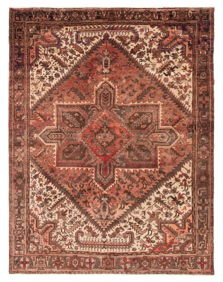 Geometric  Traditional Brown Area rug 6x9 Turkish Hand-knotted 391006