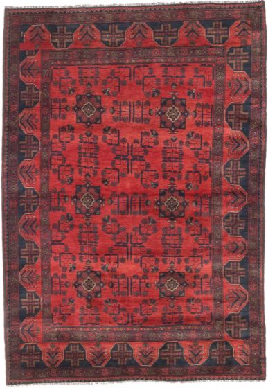 GeometricTribal Red Area rug 3x5 Afghan Hand-knotted 204713