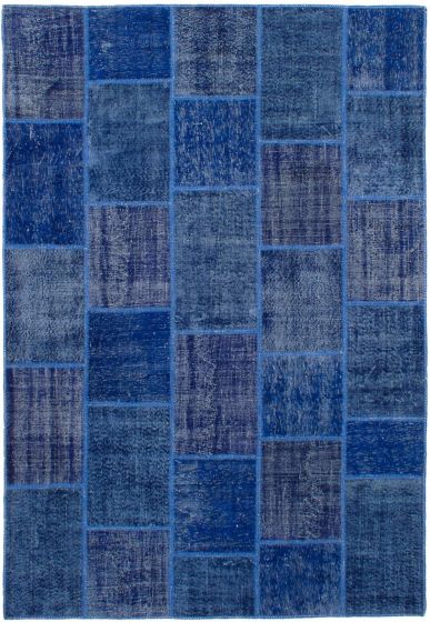 Bohemian  Transitional Blue Area rug 6x9 Turkish Hand-knotted 258420
