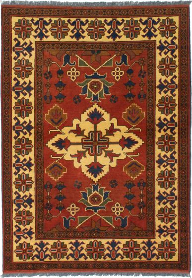 Bordered  Traditional Brown Area rug 3x5 Afghan Hand-knotted 282078