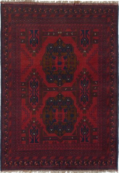 Bordered  Tribal Red Area rug 3x5 Afghan Hand-knotted 282170