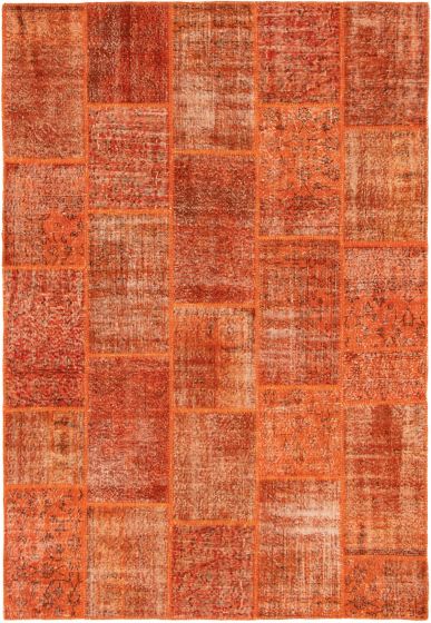 Casual  Transitional Orange Area rug 6x9 Turkish Hand-knotted 295966