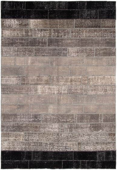 Casual  Transitional Grey Area rug Unique Turkish Hand-knotted 307397