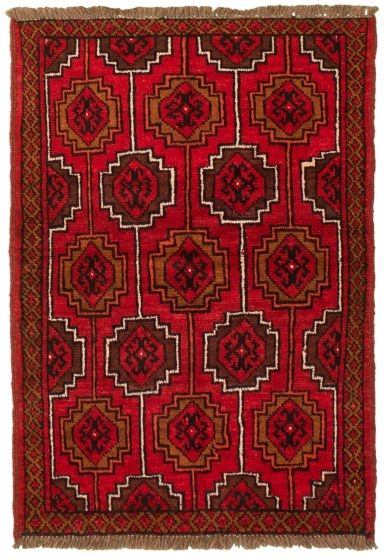 Bordered  Traditional Red Area rug 3x5 Afghan Hand-knotted 333501
