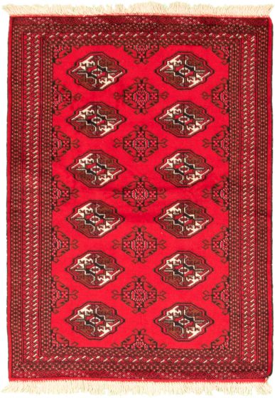 Bordered  Tribal Red Area rug 3x5 Turkmenistan Hand-knotted 334681