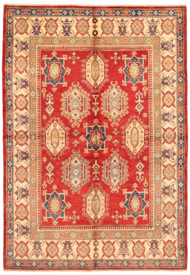 Bordered  Traditional Red Area rug 5x8 Afghan Hand-knotted 336815