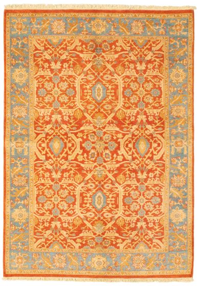Bordered  Traditional Brown Area rug 4x6 Pakistani Hand-knotted 338220