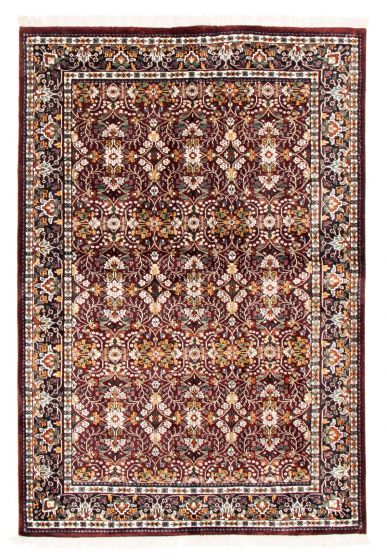 Bordered  Traditional Red Area rug 4x6 Indian Hand-knotted 348849