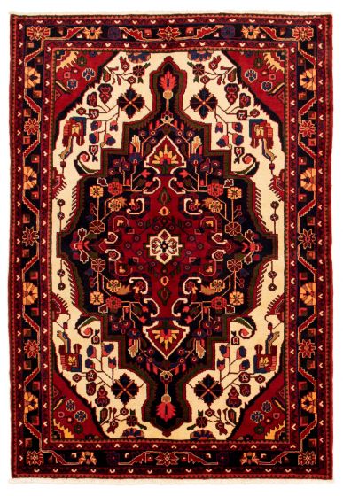 Bordered  Traditional Red Area rug 5x8 Persian Hand-knotted 352441