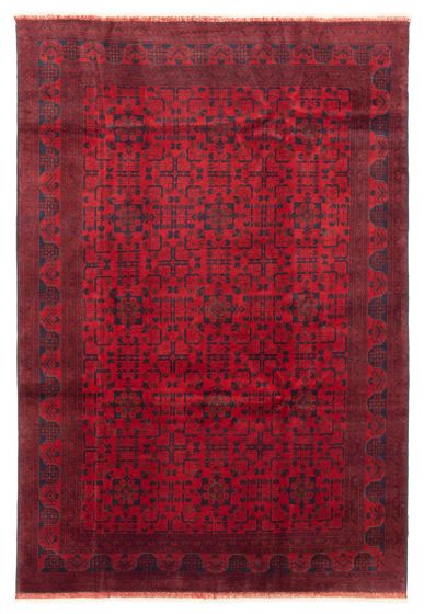 Bordered  Traditional Red Area rug 6x9 Afghan Hand-knotted 361549