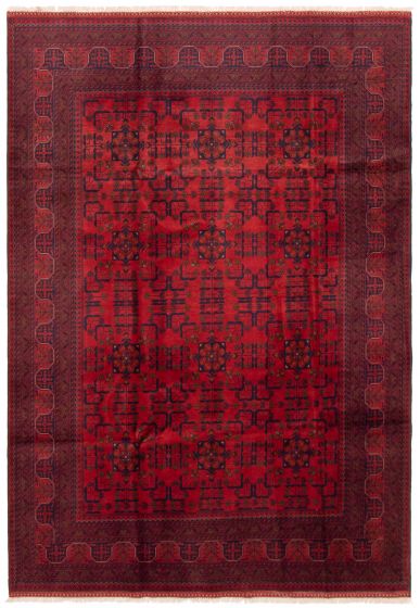 Bordered  Traditional Red Area rug 6x9 Afghan Hand-knotted 364435